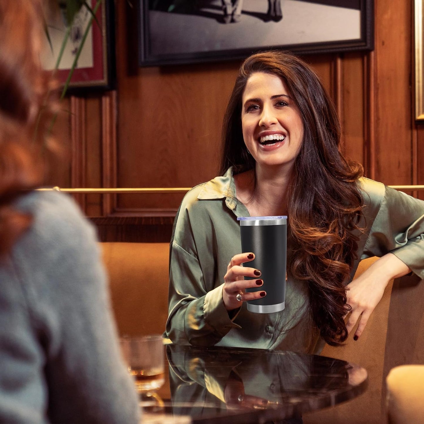 20oz Tumbler Stainless Steel Tumbler Cup with Lid Vacuum Insulated Double Wall Travel Mug, Durable Powder Coated Travel Coffee Tumbler Mug for Hot & Cold Drinks, Black,1 Pack