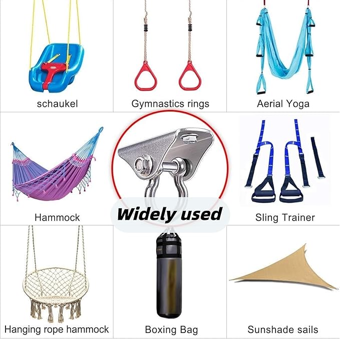 SELEWARE Heavy Duty Swing Hanger Stainless Steel Swing Hooks Ceiling Mount Swing Hardware for Porch Swing Set Hammock Chair Heavy Bag Yoga Silk