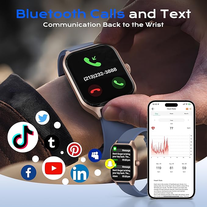 AI ChatGPT Translation Smart Watch, Titanium Alloy IP68 Waterproof，Heart Rate & Sleep Monitor, Fitness Tracker, OLED Display, Multi-Sport Modes, with 144 Real-Time Languages, Blue