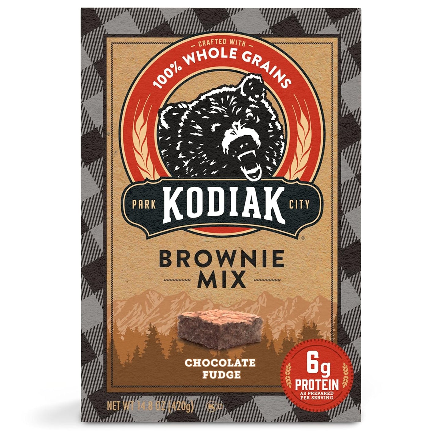 Kodiak Cakes Chocolate Fudge Brownie Mix, 14.8 Ounce Boxes (Pack of 6)