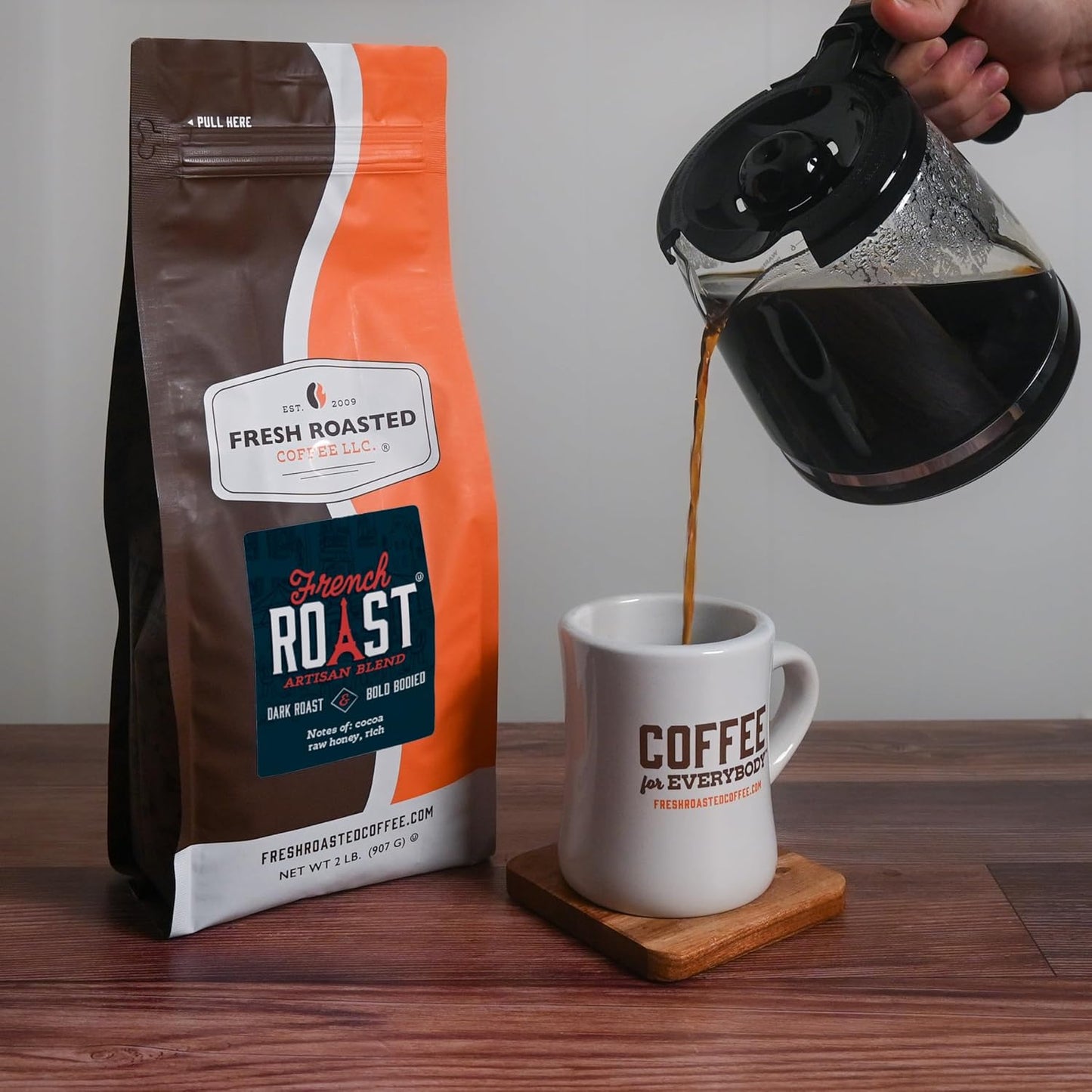 Fresh Roasted Coffee, French Roast, 2 lb (32 oz), Dark, Kosher, Ground