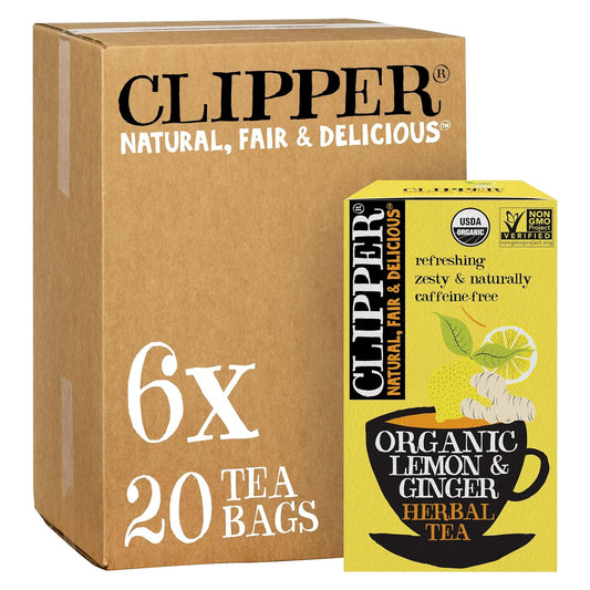 Clipper Tea Lemon & Ginger Teabags – Caffeine Free, USDA Organic, Great Hot or Iced – Aromatic, Natural, Fair & Delicious – 120 Tea Bags