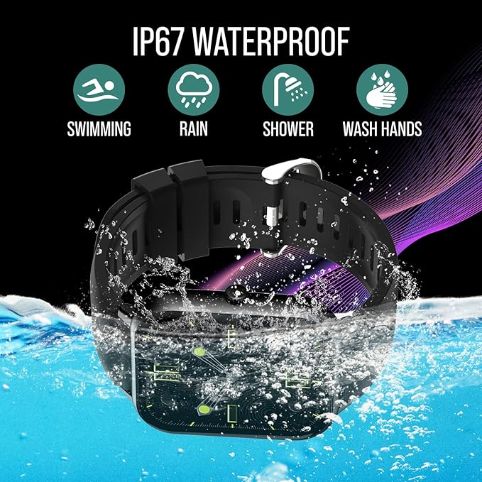 Smart Watch (Answer/Make Calls) 1.83" Fitness Tracker Heart Rate Blood Pressure Oxygen Sleep Monitor 200 Sport Modes Step Calories Trackers IP67 Waterproof Android iPhone Women Men (Black)