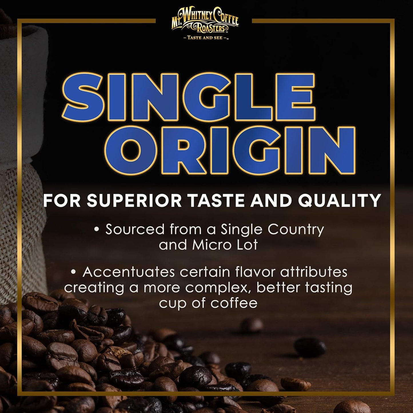 Mt. Whitney Colombia Monte Sierra Organic, Single Origin, Medium Dark Roast, Smooth Full Flavored, Low Acid Coffee (Ground, 2 Lb)