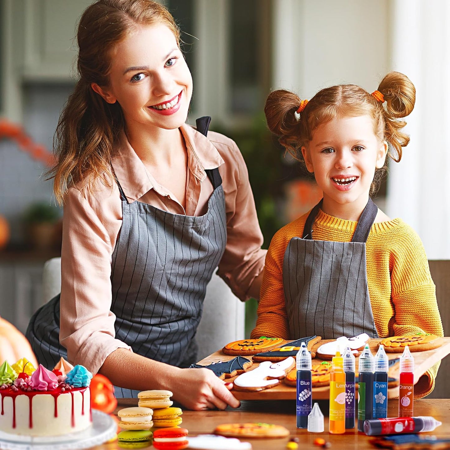 Food Coloring Set - Rainbow Edible Food Color Dye for Baking, Cake Decorating, Royal Icing, Cookie, Fondant and Macaron - 7 x 15g Food Grade Liquid Food Coloring Kit for DIY Slime and Crafts Making