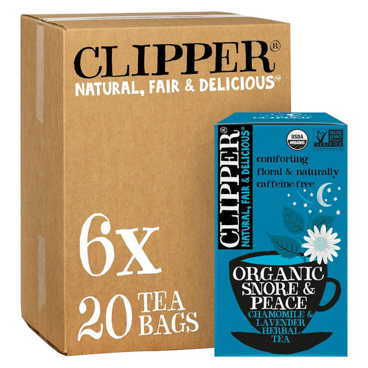 Clipper Tea Snore and Peace Chamomile & Lavender Herbal Tea – Caffeine Free, USDA Organic, Great Hot or Iced – Comfortingly Floral, Natural, Fair & Delicious – 120 Tea Bags