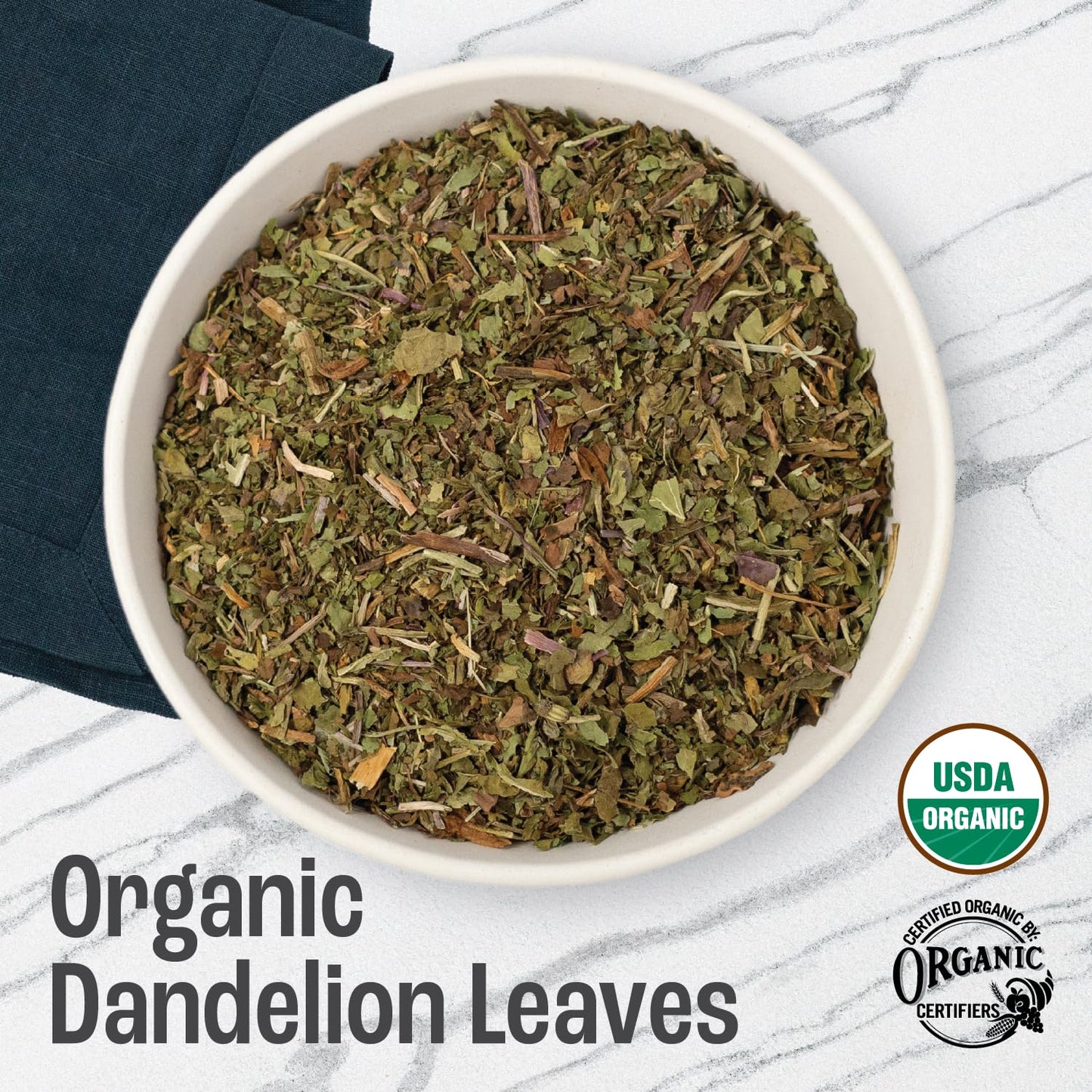 J Mac Botanicals, Organic Dandelion Leaves (16 oz bag) USDA Certified Organic Dandelion leaf tea, te diente de leon organico, Packaged in the USA, Cut and Sifted, No Caffeine, Fresh dried dandelion