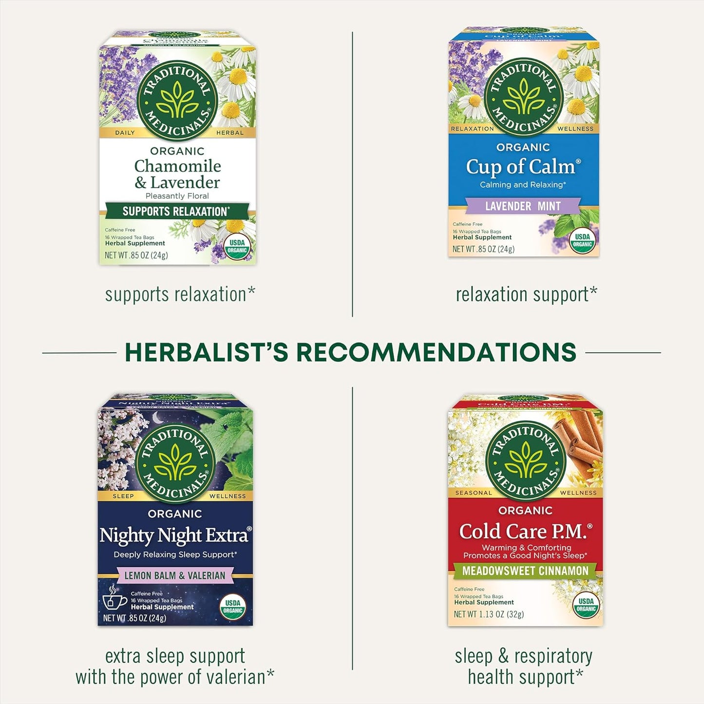 Traditional Medicinals Organic Nighty Night Tea, 16 Tea Bags (Pack of 1)