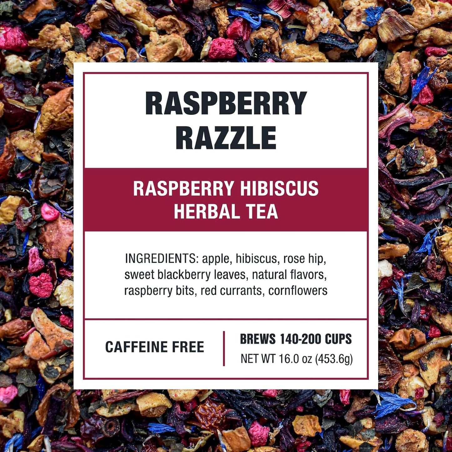 Tiesta Tea - Raspberry Razzle Tea, Loose Leaf, Raspberry Hibiscus Herbal Tea, Premium Caffeine-Free Tea Blend, Make Hot or Iced & Up to 200 Cups, 16 oz Resealable Bulk Pouch