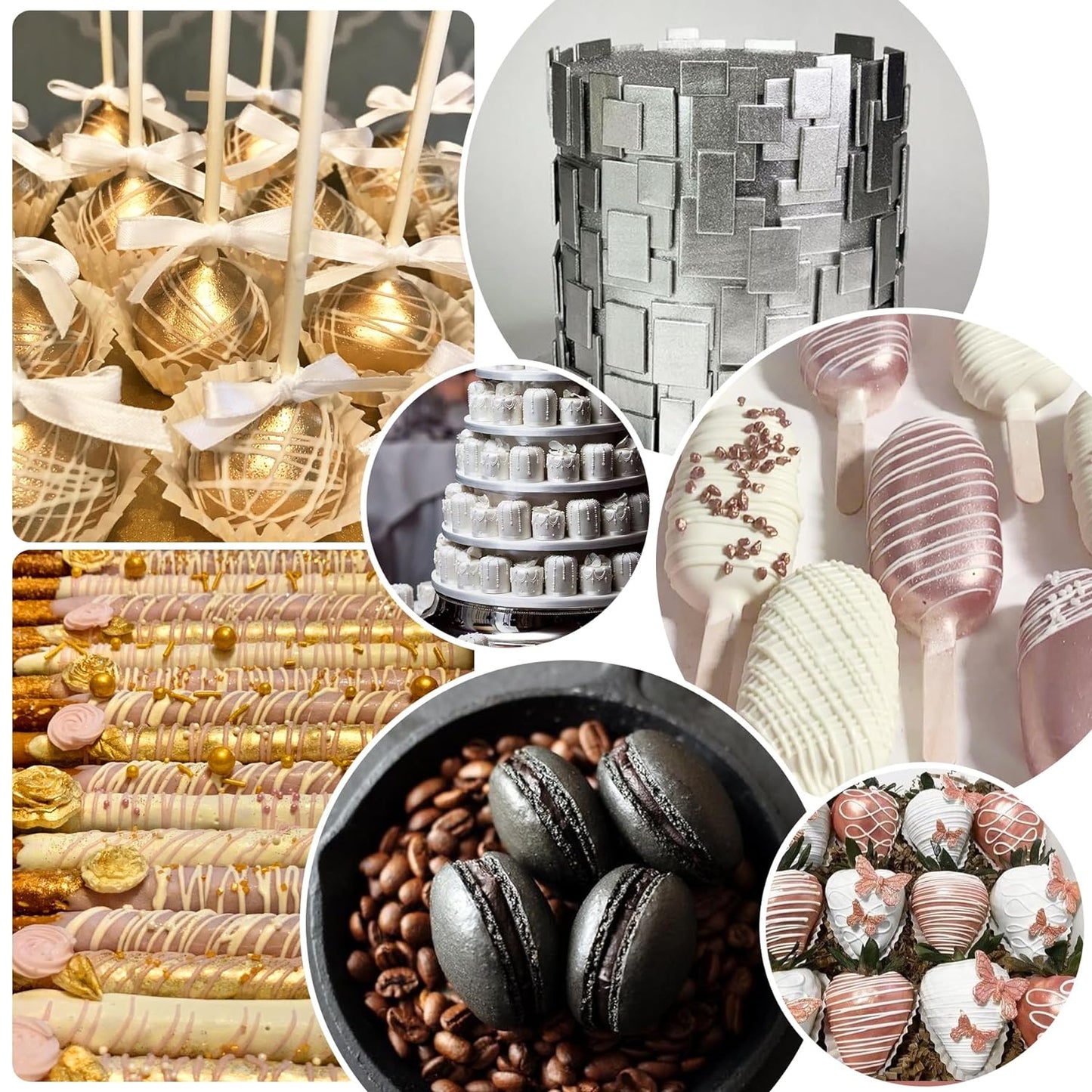 Edible Glitter Paint - 2 fl.oz Food Grade Metallic Glitter Cake Paint for Cake Decorating, Baking, Cupcakes - Shimmer Art Decorative Liquid Edible Paint Food Coloring for Fondant, Donuts (Gold)