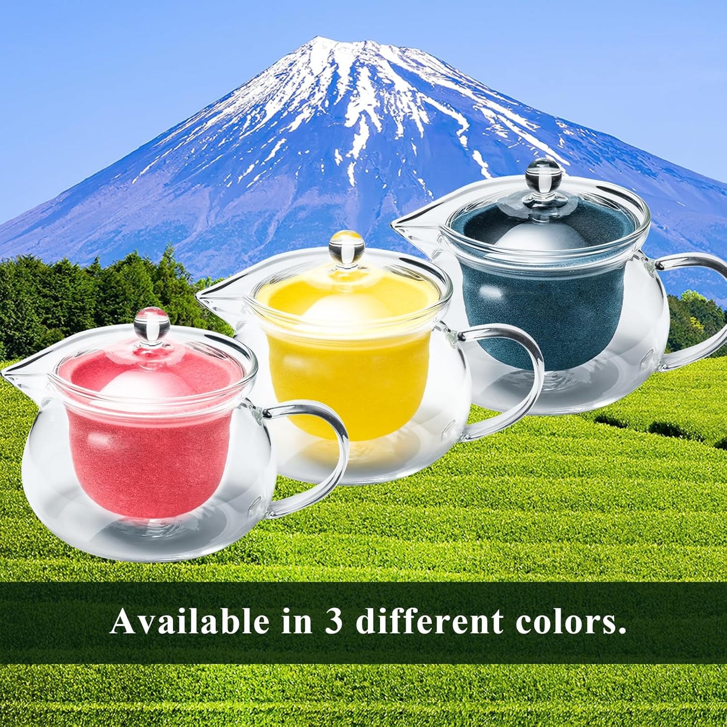 Heatproof Glass Teapot 13.5 fl (400 ml) with Removable Ceramic Infuser strainer Ha-Pot Made in Japan (Green)