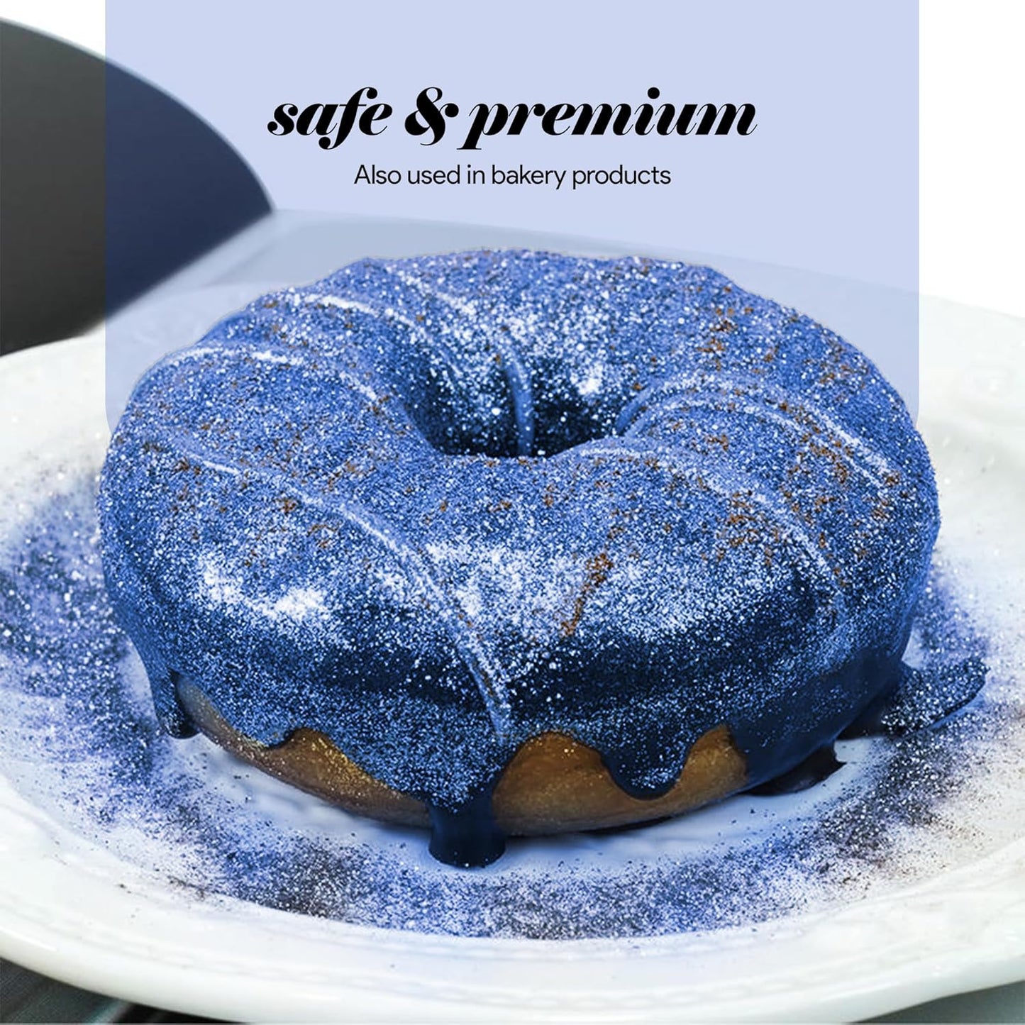 BeePoint Blue Edible Luster Dust 15g - Food Grade, Vibrant Color Shimmer Powdered Dust for Drinks, Cocktails, Cake Decorating, Baking, Chocolates, Candy, Sweets, & Cookies - Vegan & Gluten Free