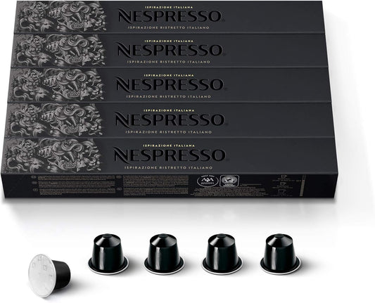 Nespresso Capsules Original Line, Ristretto Intenso, Dark Roast Coffee, 50 Count Coffee Pods