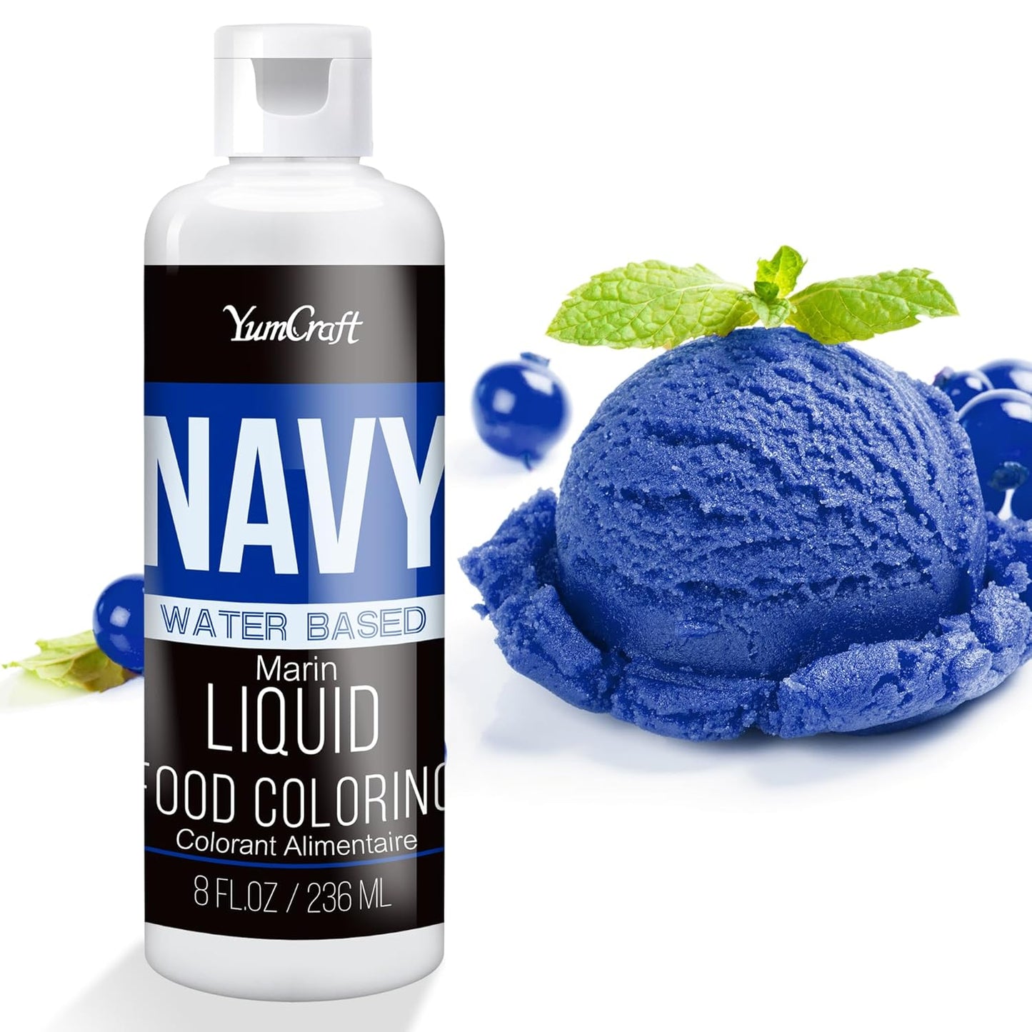 Food Coloring Liquid - Vibrant Color Food Coloring for Cake Decorating, Baking, Easter Egg, Icing - Tasteless Food Color Dye for Fondant, Cooking, Slime, Airbrush (Navy, 8 Fl.oz)