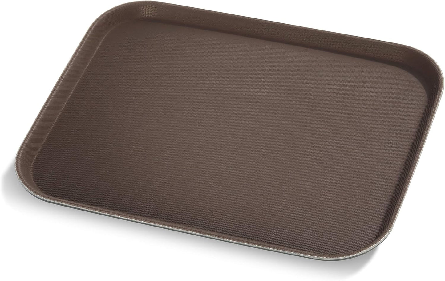 New Star Foodservice Restaurant Grade Non-Slip Tray, Plastic, Rubber Lined, Rectangular (Brown, 14-Inch x 18-Inch)