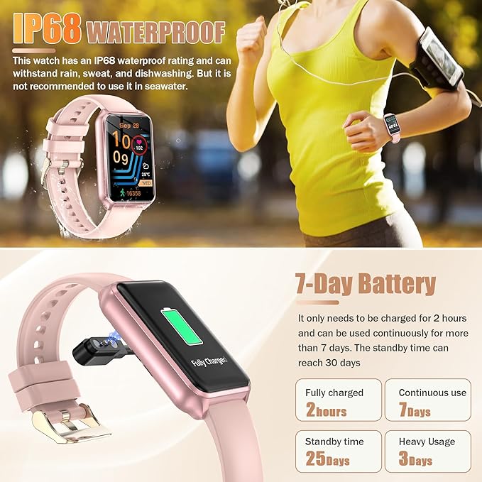 Smart Watch with Fitness Tracker, 1.57-Inch Display, Answer Calls, Sleep Monitor, IP68 Water Resistant (Pink)