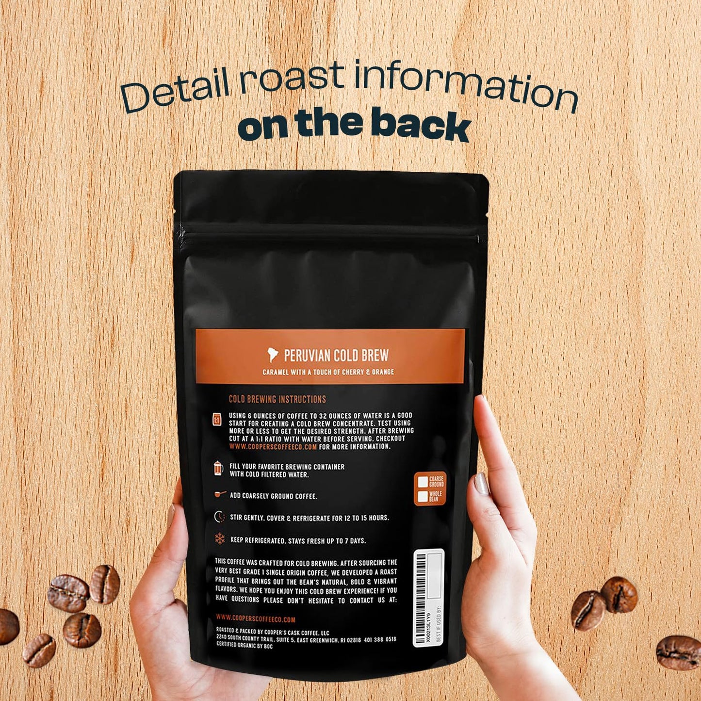 Organic Cold Brew Coffee Peru Reserve Single Origin Peruvian Coarsely Ground - 2 lb. Bag - Medium Roast