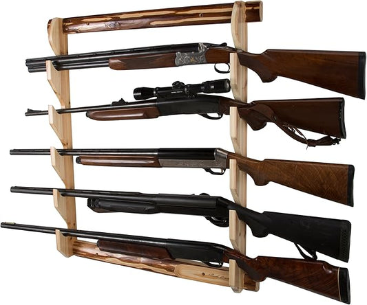 Rush Creek Creations Indoor 5 Rifle/Shotgun Wall Storage Display Rack - Convenient Easy Assembly