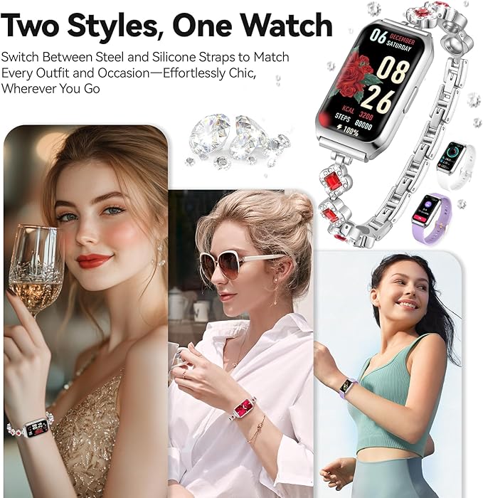 Smart Watches for Women,Fitness Tracker Watches with Sleep Monitor/Heart Rate/Blood Oxygen,IP68 Waterproof FitnessTracker with Long Battery Life,Excellent Appearance Design for Android/iOS Phones