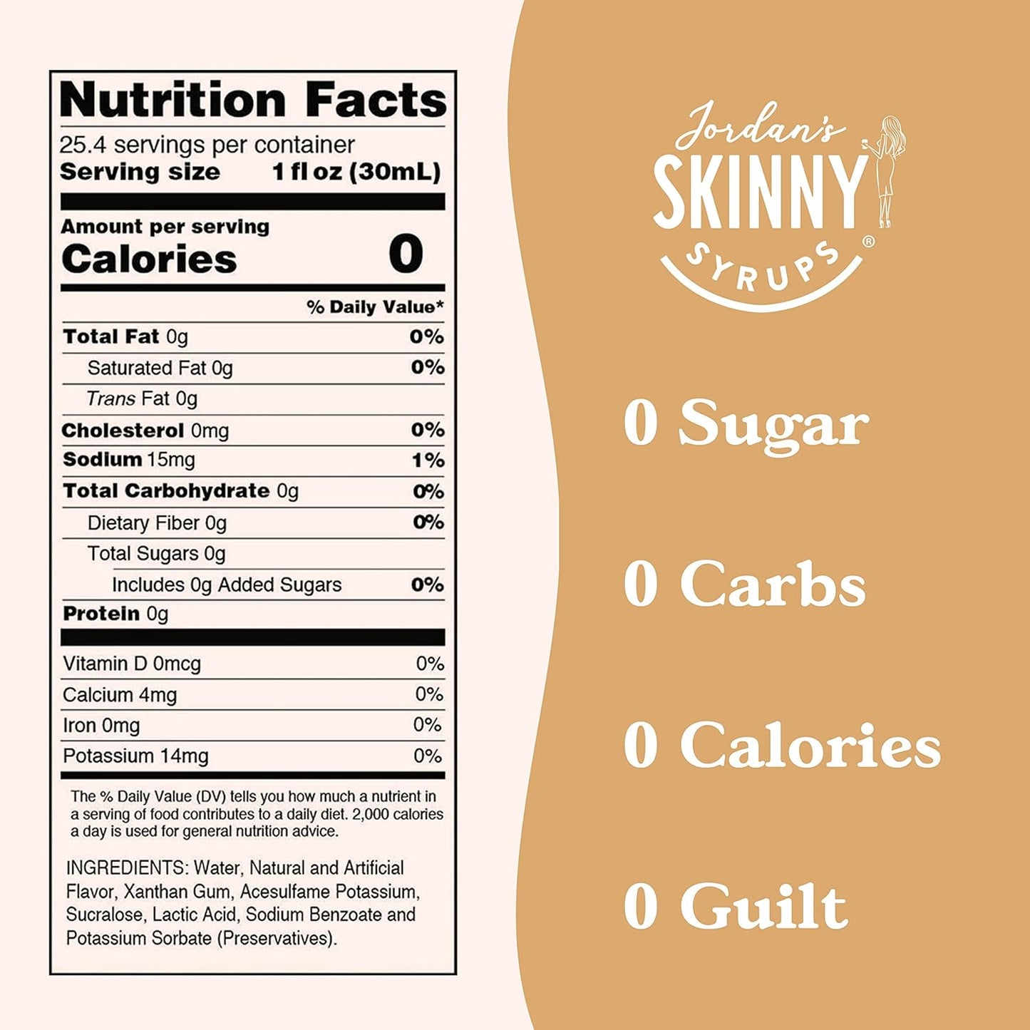 Jordan's Skinny Syrups Sugar Free Coffee Syrup, White Chocolate Flavor Mix, Zero Calorie Flavoring for Lattes, Protein Shake, Cocktail & More, Gluten Free, Keto Friendly, 25.4 Fl Oz (Pack of 2)