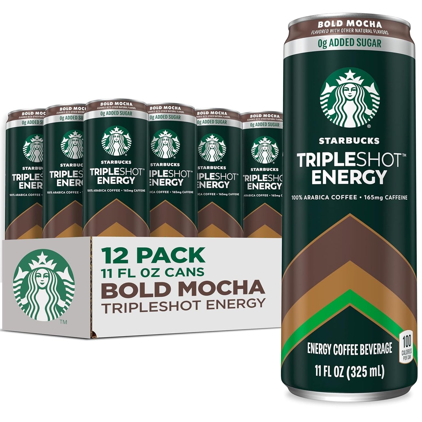 Starbucks Tripleshot Coffee Energy Drink, Bold Mocha, 11 fl oz Cans (12 Pack), Triple Blend, 165mg Caffeine, B Vitamins, Protein, Iced Coffee (Packaging and Formula May Vary)