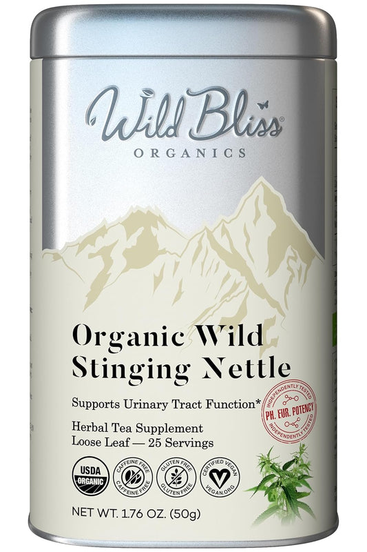 Wild Bliss Organic Wild Stinging Nettle Leaf Tea - Caffeine Free Loose Leaf Herbal Tea - 1.76 Oz - 25 Servings