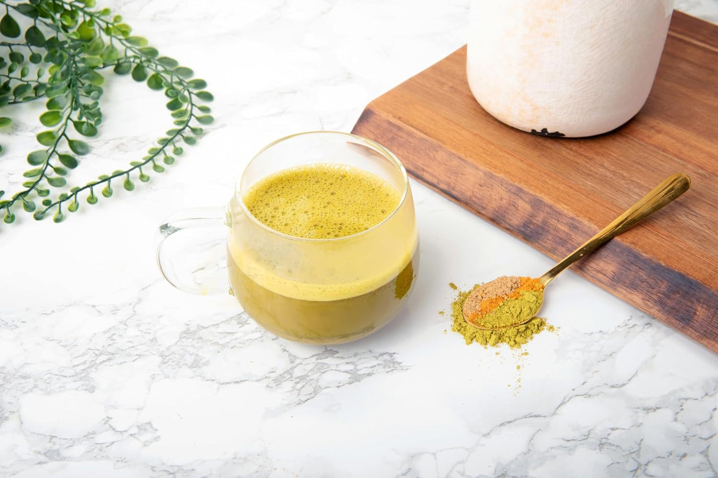 Ancient Roots Turmeric Matcha Mix - With Cinnamon, Ginger, and Black Pepper - All-Natural, Low-Calorie, Powdered Tea Mix, Sugar-Free 3.5 oz. Turmeric (33 servings)