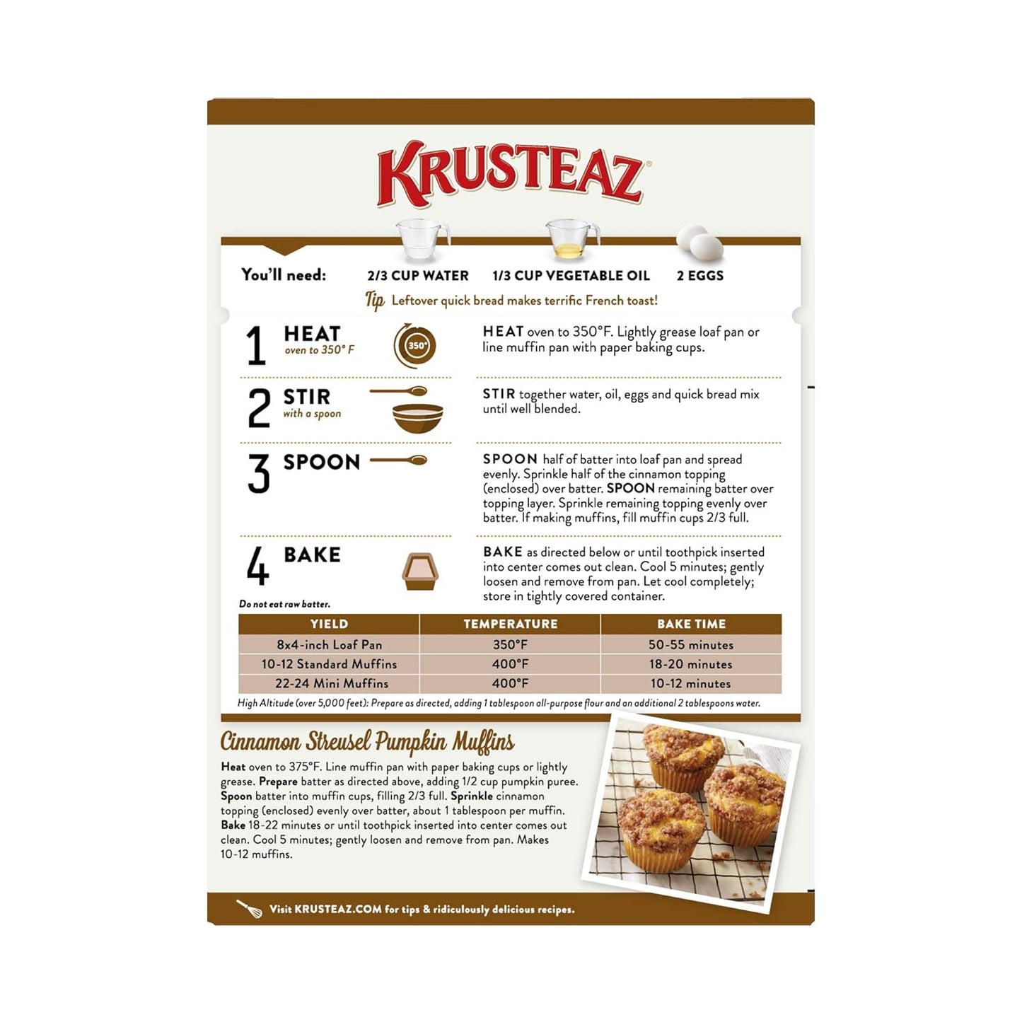 Krusteaz Cinnamon Swirl Quick Bread Mix, 19.5 Oz