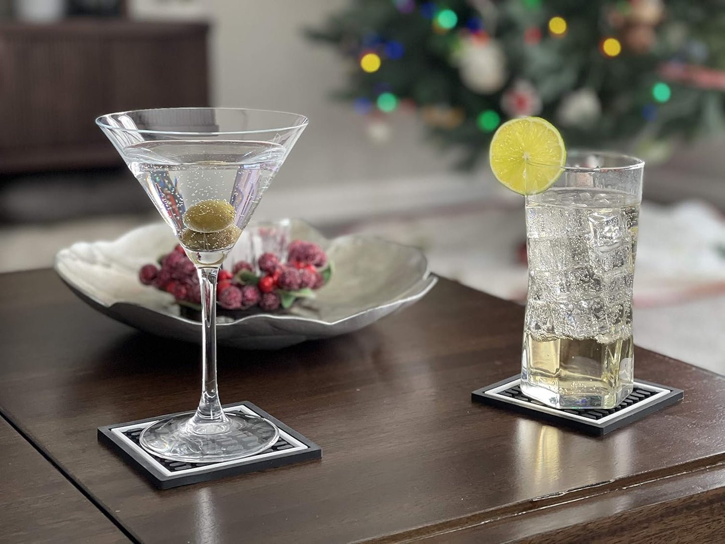 Highball & Chaser Coasters, 12in x 6in. 1cm (6 Pack) Thick Durable and Stylish Bar Mat for Spills, Service Mat for Coffee, Bars, Restaurants CounterTop Dish Drying Mat, Glass Drying Mat (6 Pack)