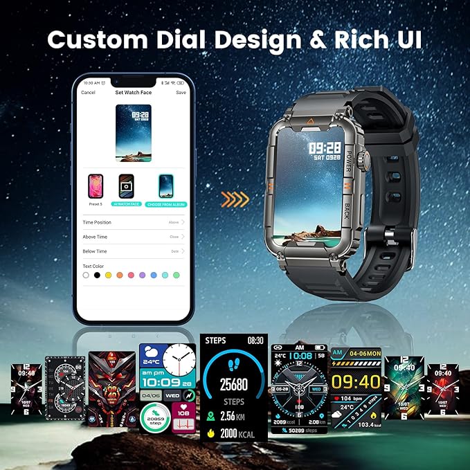 Smartwatch for Men Fitness Tracker Watch: Smart Watch with Answer/Make Call Heart Rate Blood Pressure Sleep Monitor Step Counter 100+ Sports Modes Waterproof 1.57" Activity Trackers for Android iOS