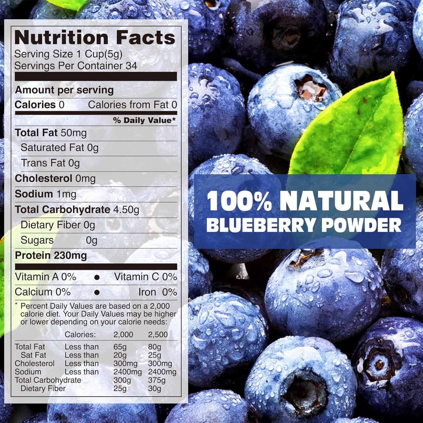 Freeze Dried Blueberry Powder - Kiigfood 6 oz/170g Natural Blueberry Powder Fruit Powder, Organic Blueberry Extract for Smoothie, Drinks, Baking, Cakes Decoration - Vegan, Non-GMO, Gluten-Free