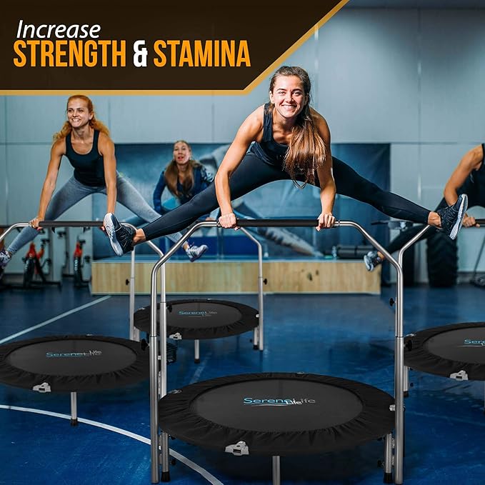 SereneLife 36"/40" Foldable Mini Trampoline - Compact Fitness 150/220 lbs