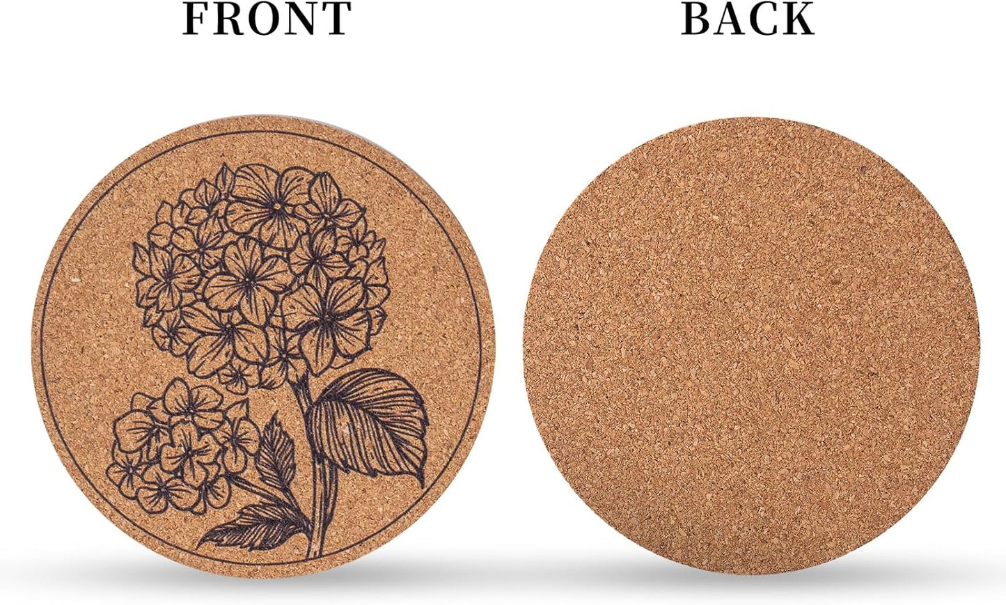 Coasters for Drinks 12 pcs Absorbent Cork Coasters with Flower Coaster for Coffee Table Housewarming Gifts for New Home Present for Friends, Living Room Decor, Apartment Decor