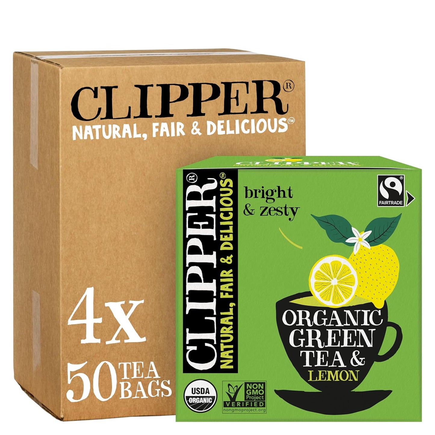 Clipper Tea Green Tea & Lemon Teabags – USDA Organic, Great Hot or Iced – Bright, Zippy, Natural, Fair & Delicious – 200 Tea Bags