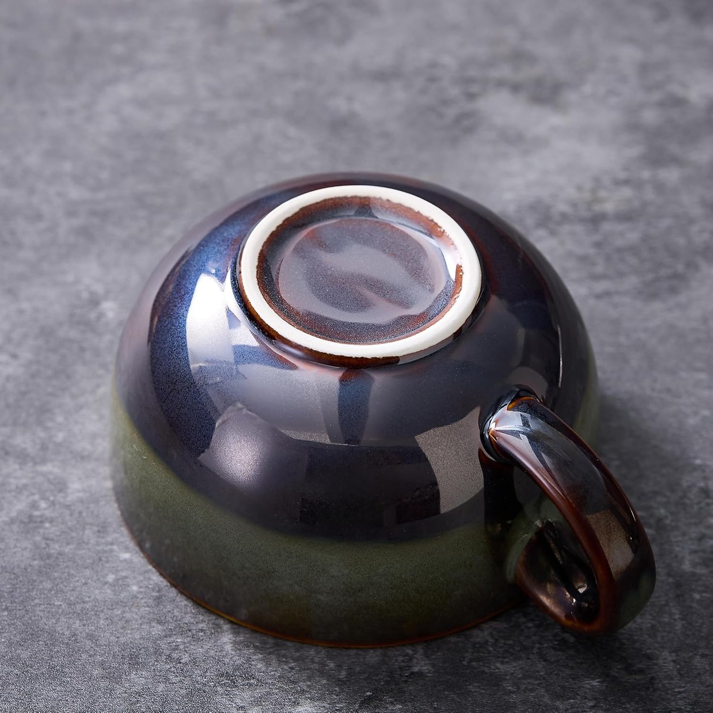 Set of 6 Vintage Design 12 oz Professional Barista Ceramic Latte Art Cappuccino Cups Set (Sea Grey * 6)