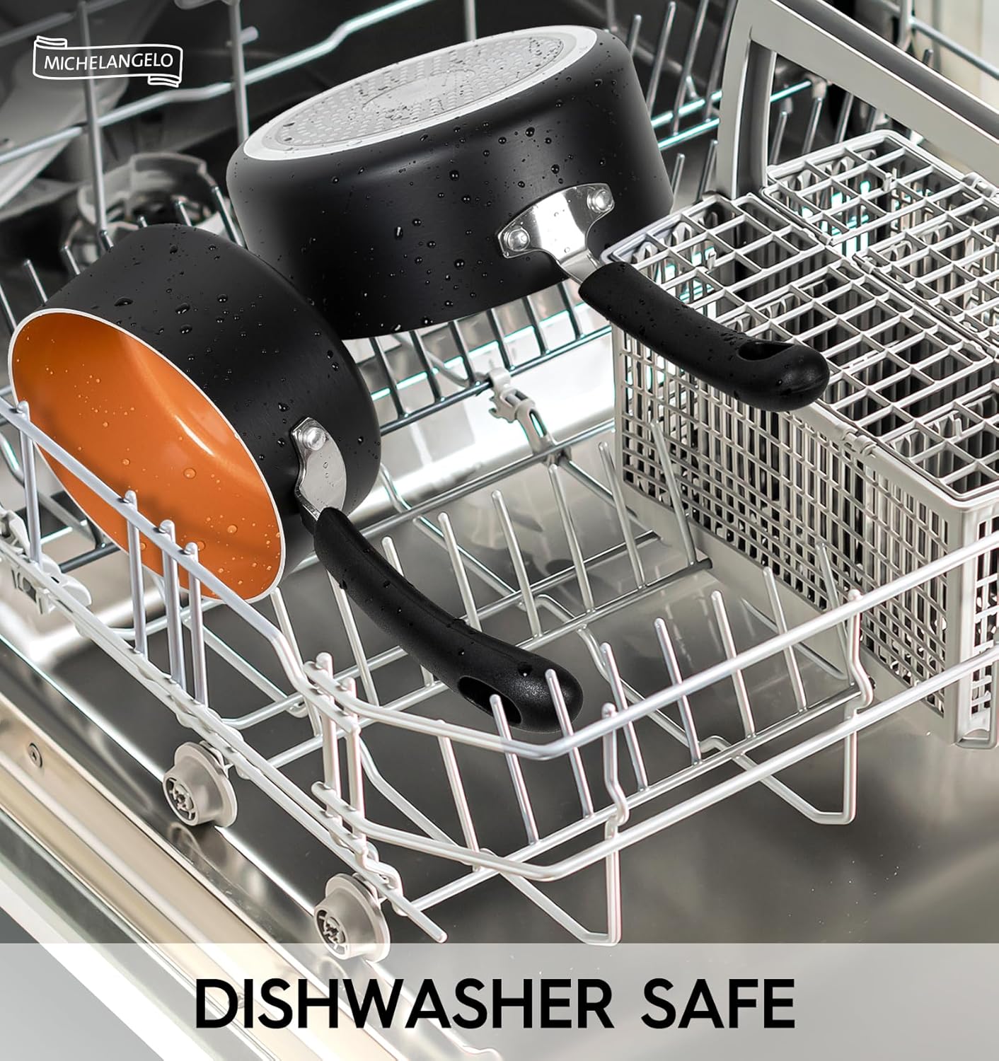 MICHELANGELO Nonstick Sauce Pan with Lid 1QT, 2QT & 3QT, Ceramic Saucepan Set, Copper Sauce pans, Non-Toxic Saucepan, Multipurpose Cooking Pots Set For Home Kitchen, Compatible induction