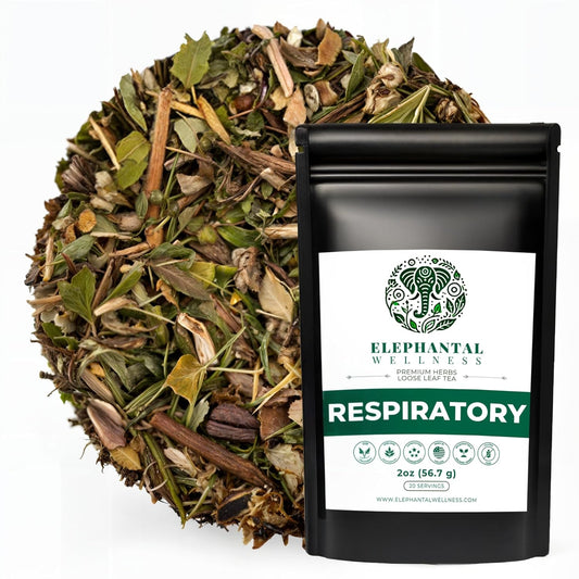 Elephantal Wellness Premium Respiratory Herbal Tea | Lung Detox, Mucus Cleanse & Breathing Support with Mullein, Eucalyptus, Thyme & Lungwort | Handmade, Caffeine-Free, Non-GMO Loose Leaf Blend, 2oz, 20 Servings