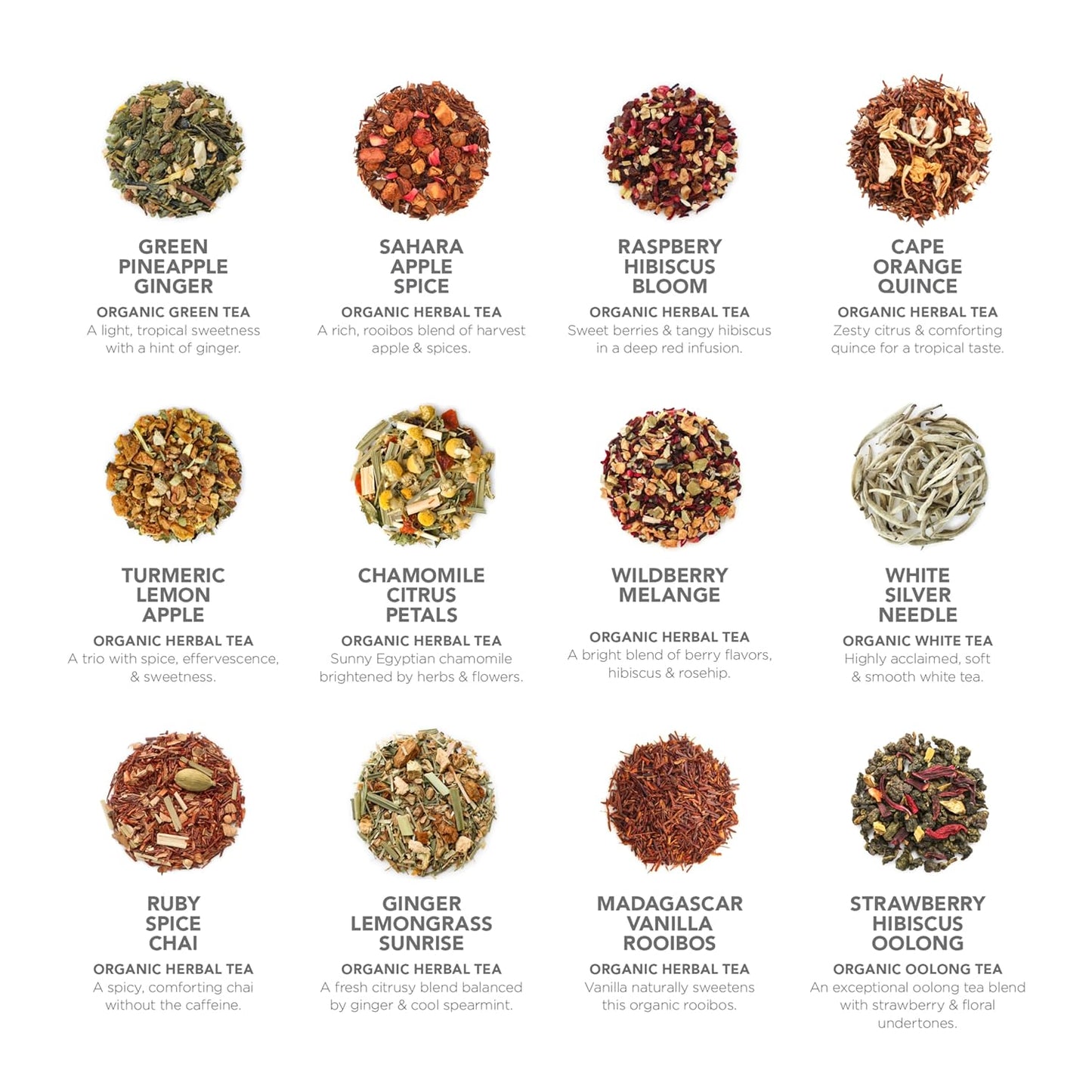 Teabloom - World's Finest Pyramid Tea Collection, 24 Varieties of USDA Certified Organic Teas - Black, Green, White, Oolong & Herbal Tea Blends