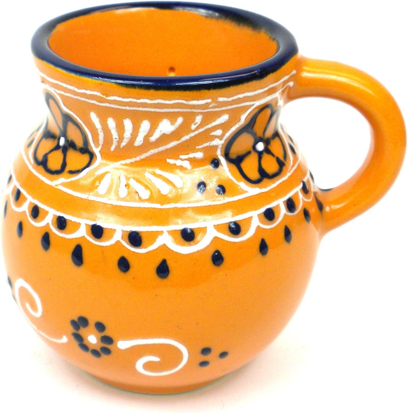 Encantada Handmade Hand-Painted Authentic Mexican Pottery Mugs (2-Pack, Mango Beaker)