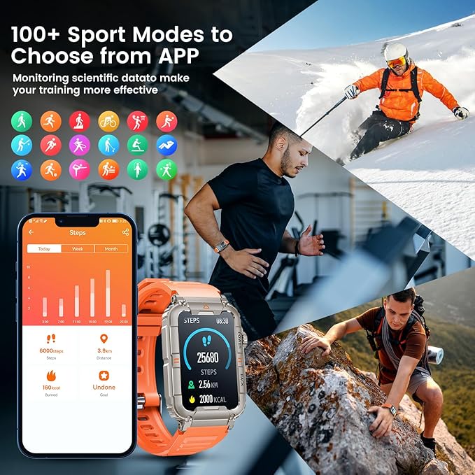 Smartwatch for Men Fitness Tracker Watch: Smart Watch with Answer/Make Call Heart Rate Blood Pressure Sleep Monitor Step Counter 100+ Sports Modes Waterproof 1.57" Activity Trackers for Android iOS