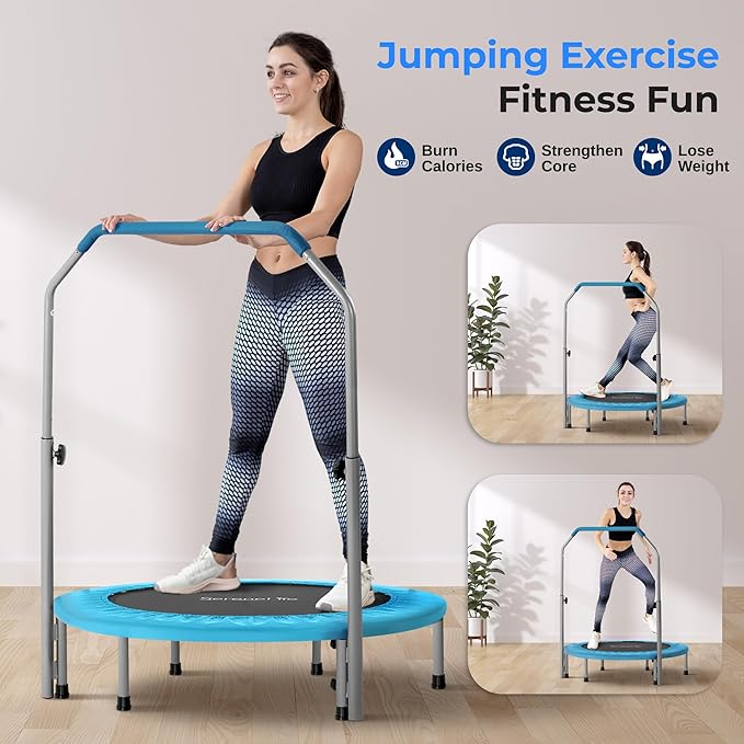 SereneLife 36"/40" Foldable Mini Trampoline - Compact Fitness 150/220 lbs