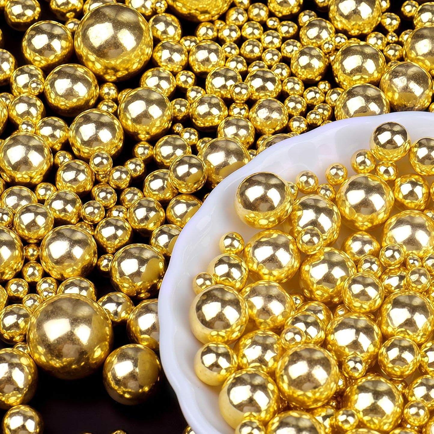 Gold Sprinkles for Cake Decorating, 6 Sizes Mix 4.6 oz Edible Pearls Sugar Sprinkles for Cupcake Cookies Ice Cream Topping Baking Decorations