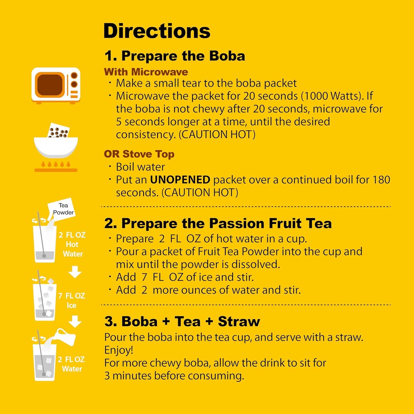 J WAY Instant Passionfruit Pineapple Green Tea Kit with Authentic Fruity Colorful Tapioca Boba, Ready in Under One Minute, Paper Straws Included - 6 Servings