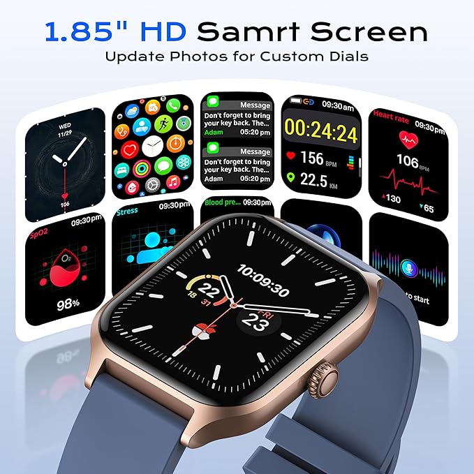 AI ChatGPT Translation Smart Watch, Titanium Alloy IP68 Waterproof，Heart Rate & Sleep Monitor, Fitness Tracker, OLED Display, Multi-Sport Modes, with 144 Real-Time Languages, Blue