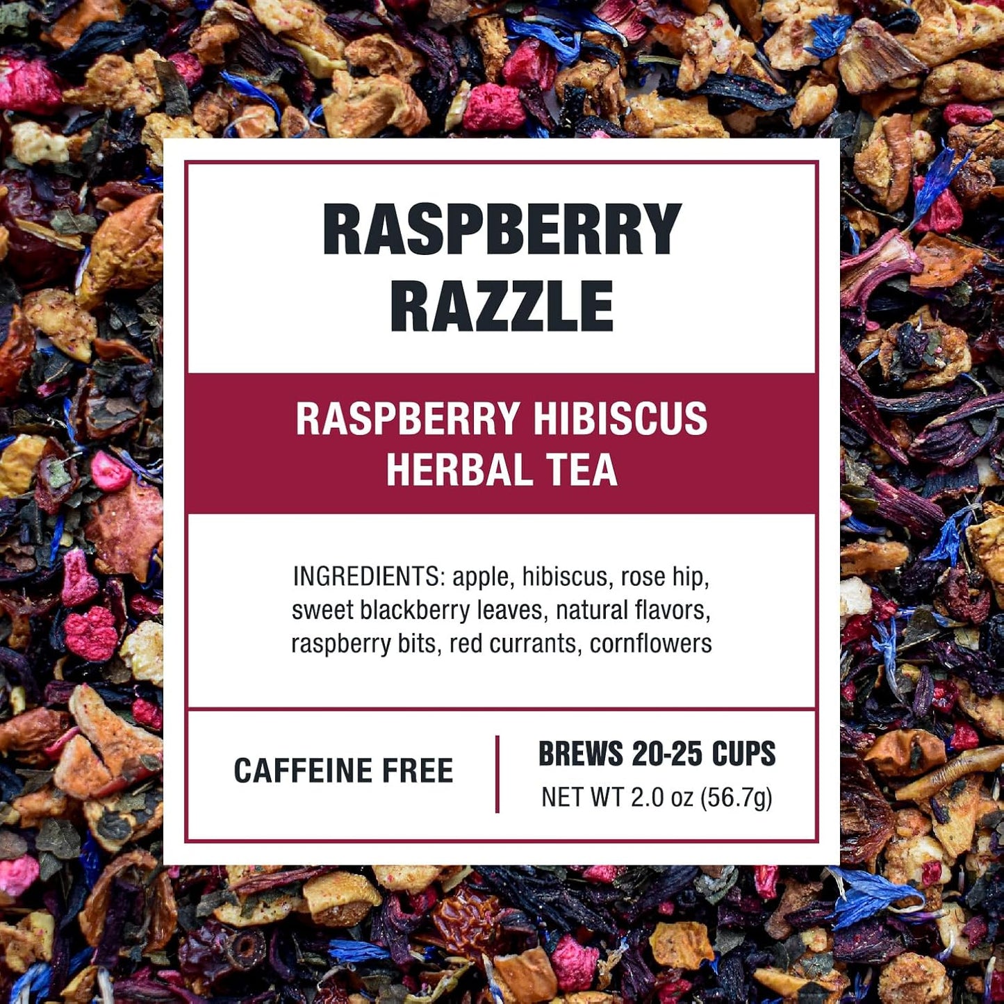 Tiesta Tea - Raspberry Razzle Tea, Loose Leaf, Raspberry Hibiscus Herbal Tea, Premium Caffeine-Free Tea Blend, Make Hot or Iced & Up to 25 Cups, 2 oz Resealable Pouch