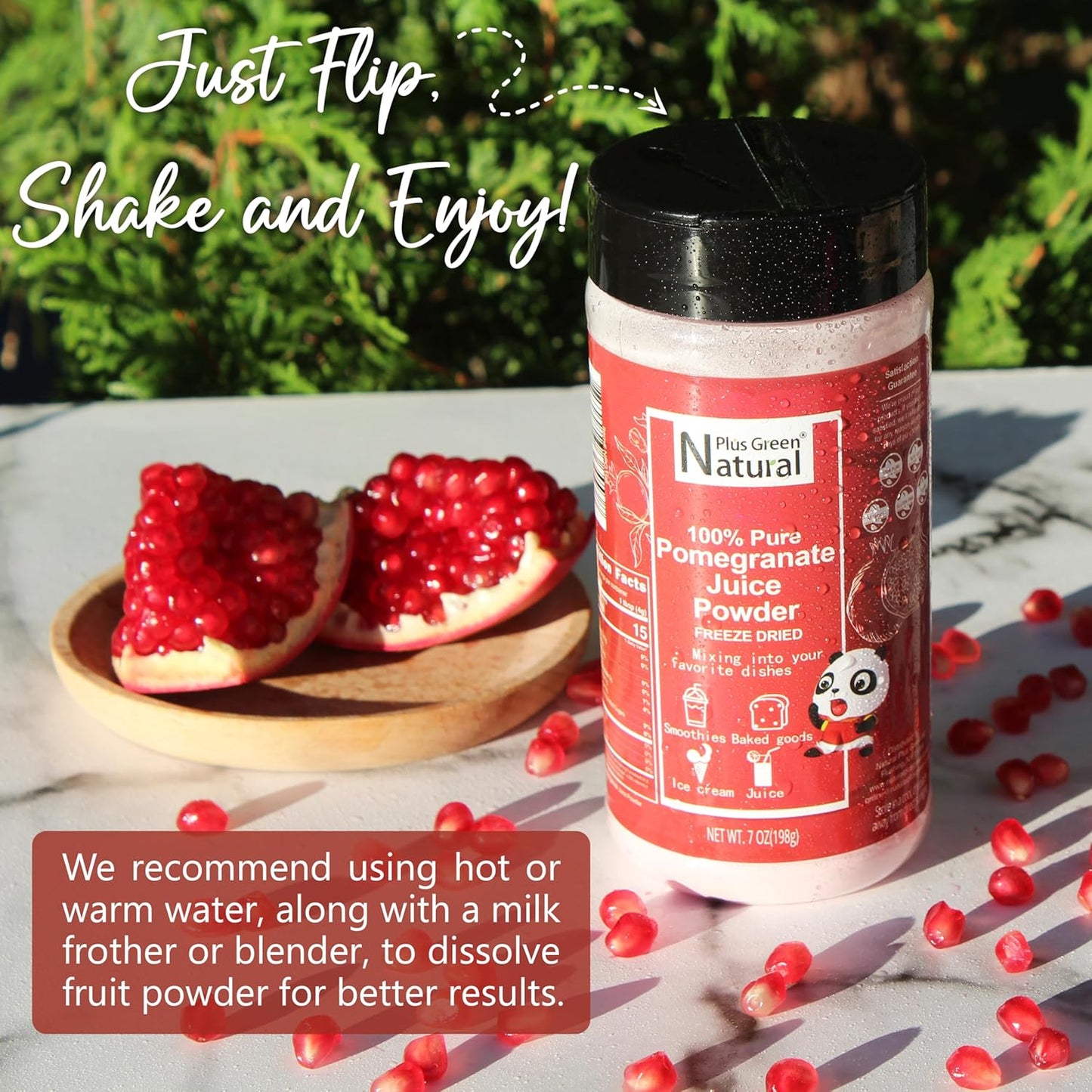 NPG Freeze-Dried Pomegranate Juice Powder 7 Oz, Seedless Fine Powder 100% Natural for Smoothies, Beverages, Baking, and Cooking, Vegan-Friendly, Light Pink Color