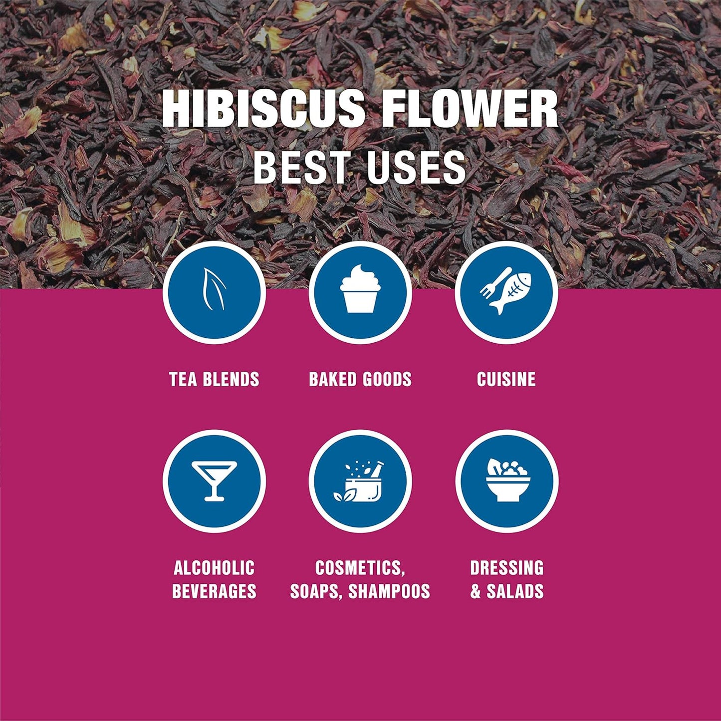 Tiesta Tea - Dried Hibiscus | Loose Leaf | Cut & Sifted Hibiscus Flower | Premium Blend | Non-Caffeinated | Make Hot or Iced & Brews Up to 200 Cups | 16 Ounce Resealable Bulk Pouch