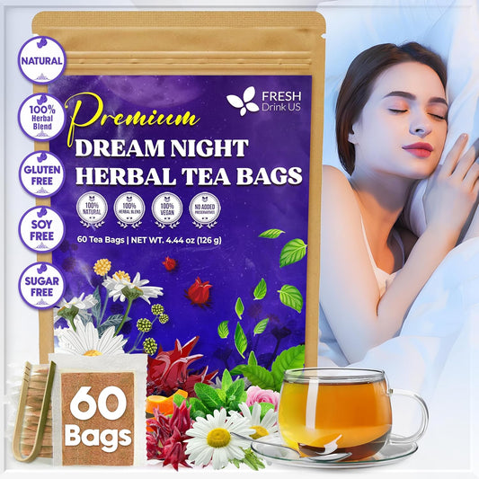 Refreshing Mint Herbal 60 Tea Bags – Special Blend Of Spearmint and Peppermint with Chamomile, and Top Herbal Ingredients for Digestive Comfort & Relaxation, Caffeine-Free, Naturally Sweet, Non GMO