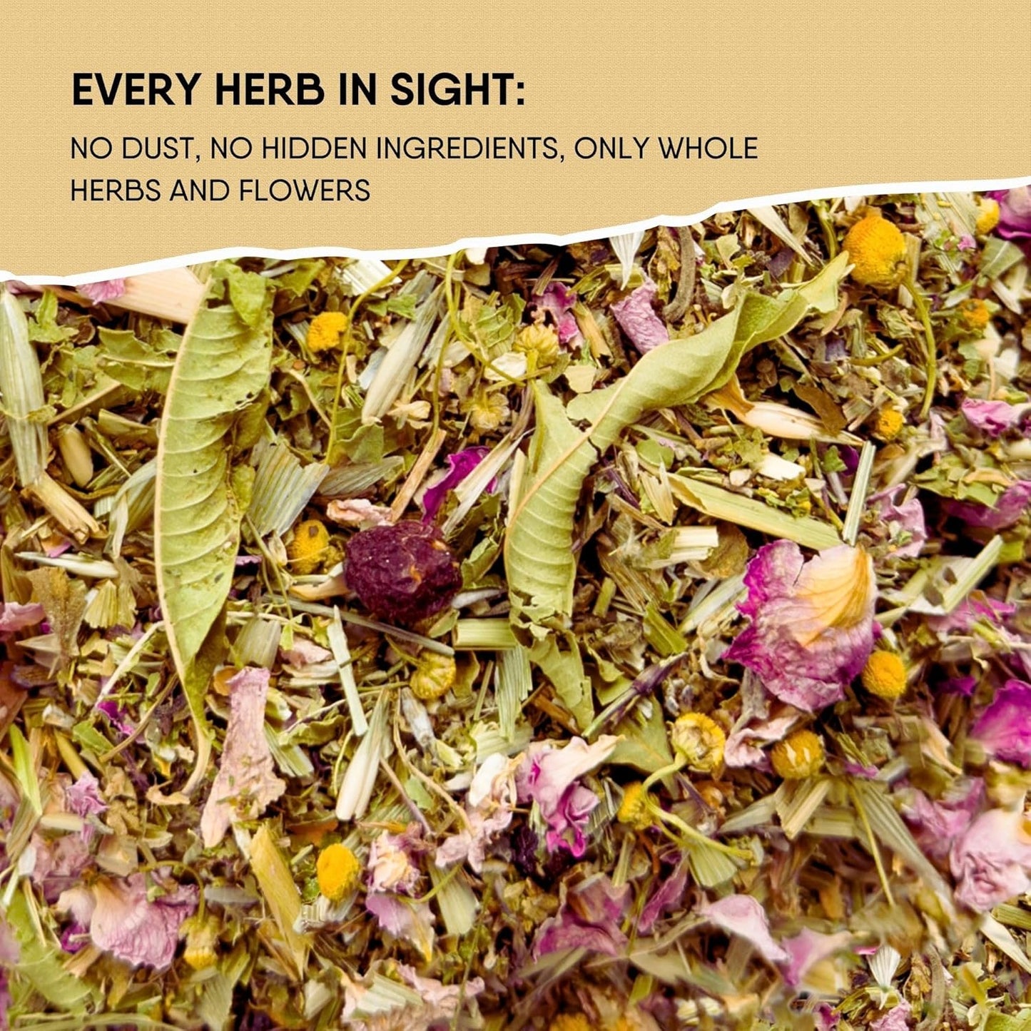 Stress-Relief Herbal Tea Blend with Calming Chamomile, Lavender, Rose, Lemon Verbena, Agrimony, Catnip, Damiana, Holy Basil, Hawthorn Berry, and Skullcap for Relaxation (Herbal Tea)