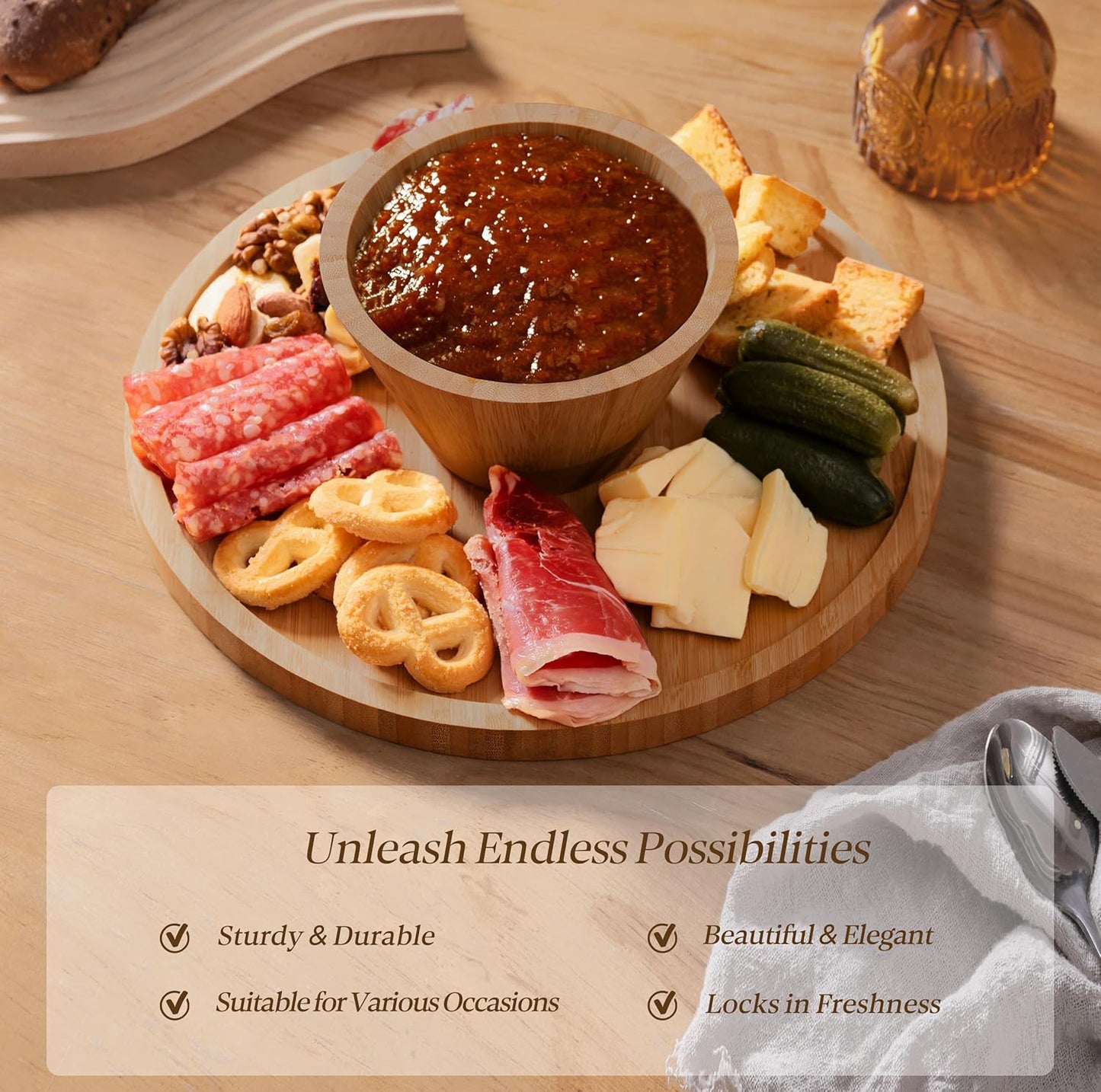 HBlife Cake Stand with Lid (11.4"), Multifunctional Cake Stand with Acrylic Dome, Bamboo 6-in-1 Cake Plate Display Stand with Cover for Baking Gifts, Birthday Kitchen Parties, Weddings